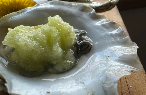 Raw Oysters with Cucumber Lime Granita